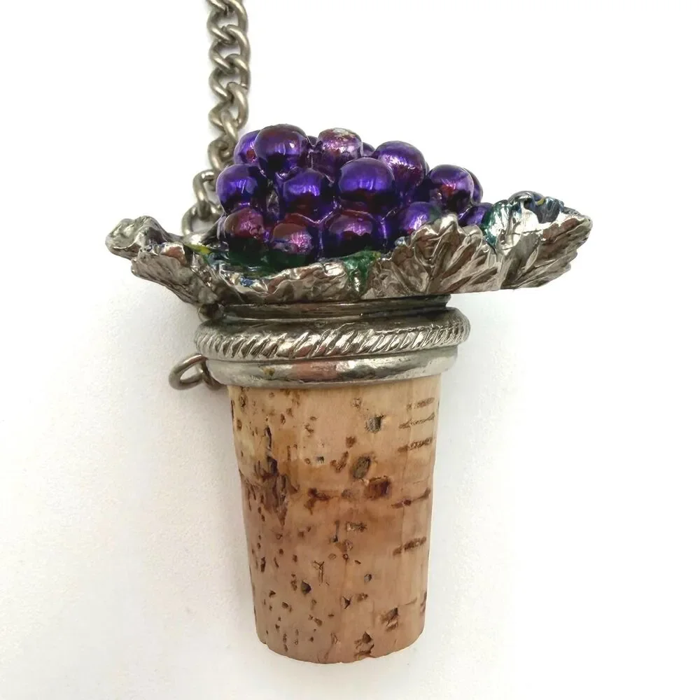 Grape Cluster Wine Bottle Stopper & Mariposa Wine Bottle Shaped Napkin Weight